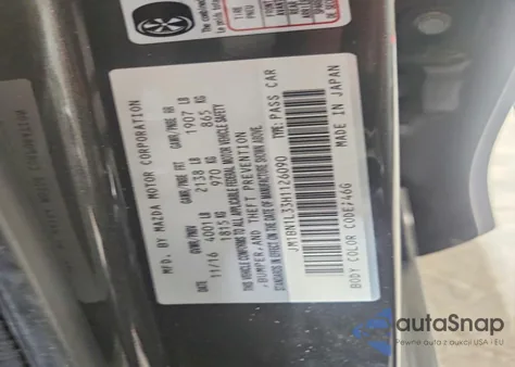 2017 Mazda 3 Touring из США, поврежденный, VIN JM1BN1L33H1126090